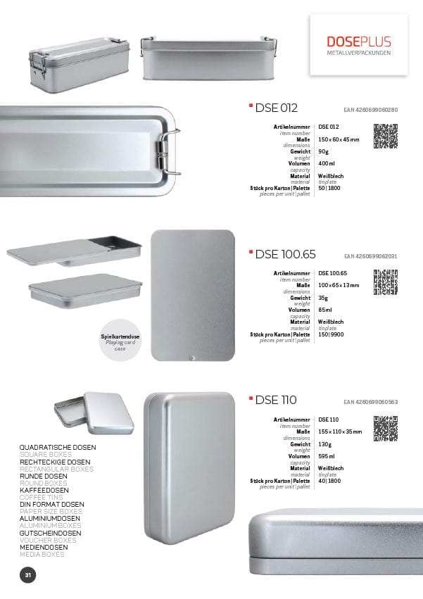 Gesamtkatalog Blechdosen