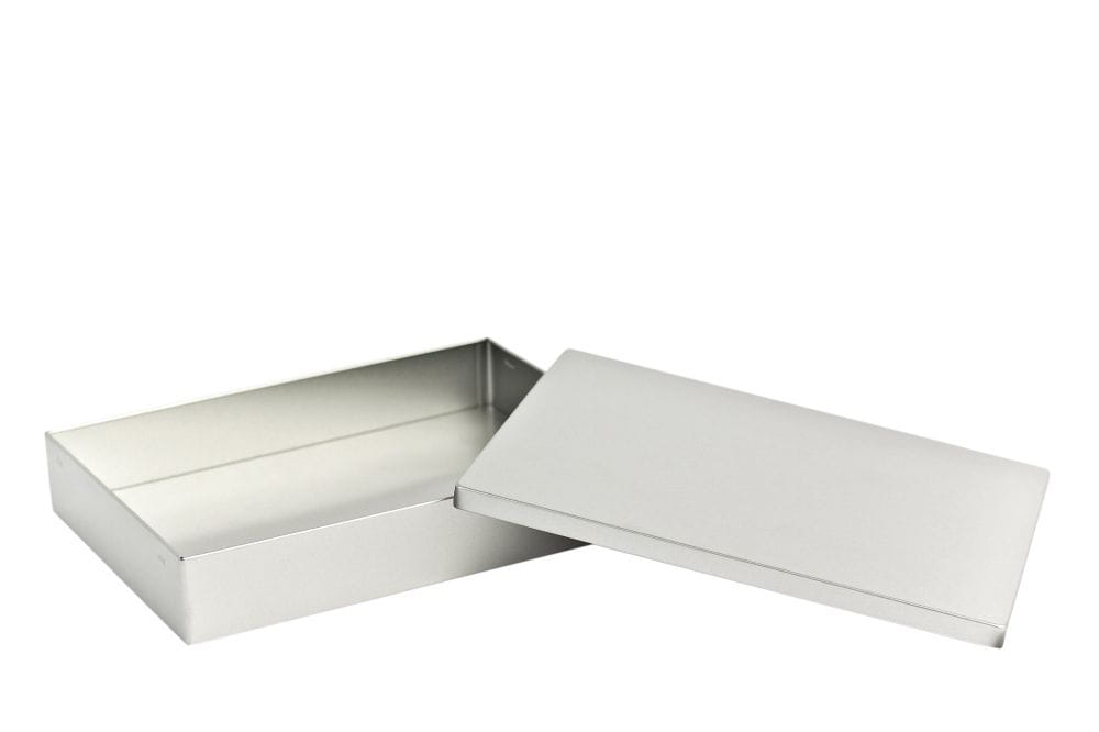Eckige Blechdose mit Stülpdeckel - A5 Format